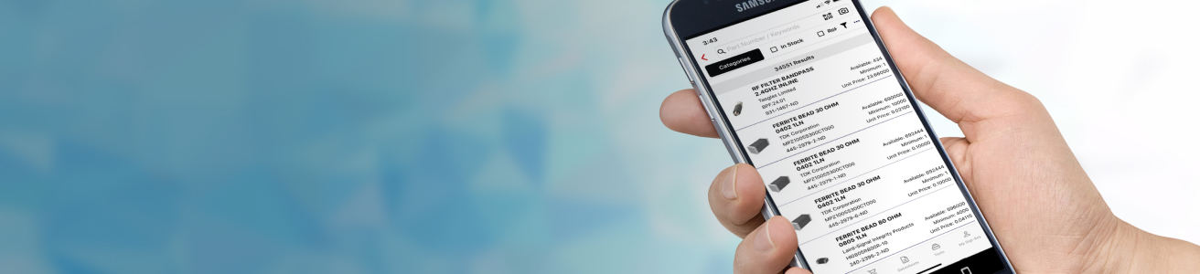 DigiKey Mobile App Page