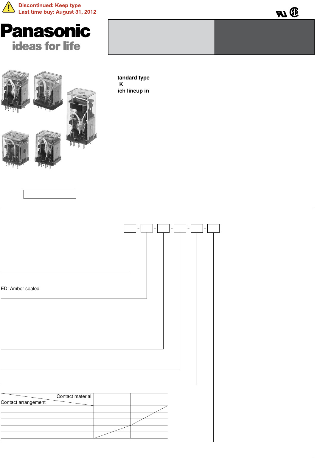 HC Series Relays Datasheet by Panasonic Electric Works DigiKey