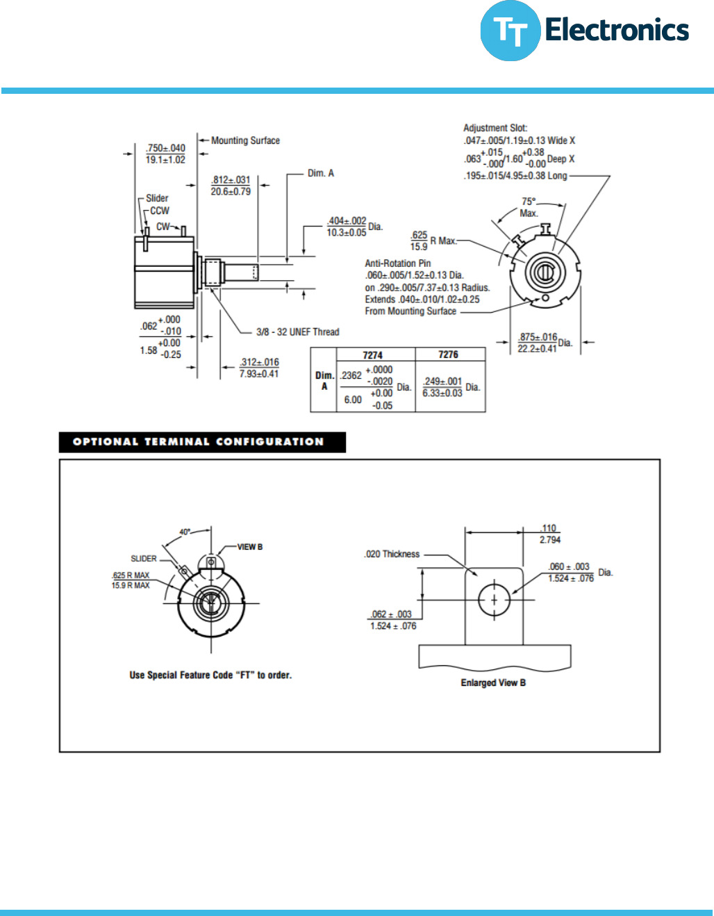 TT Electronics/BIが提供する7274,76 Modelのデータシート | DigiKey