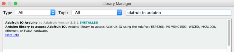 version 2.3.1 of the Adafruit IO installed